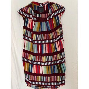 Anthropologie Maeve Boho Cap Sleeve Multicolor Striped Dress US 8 UK 12 EU 40